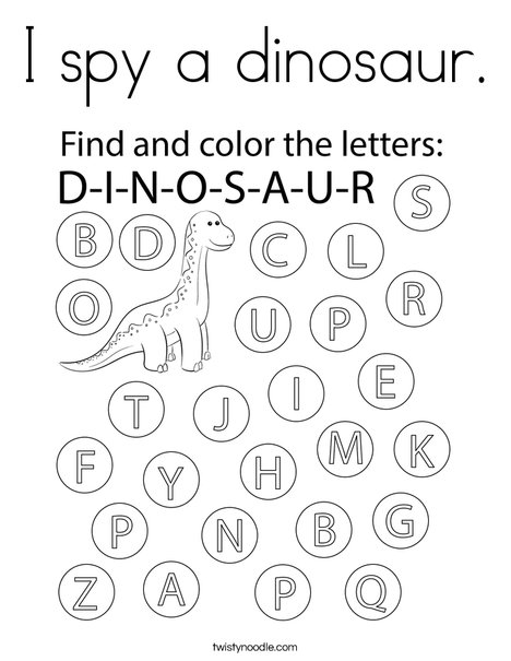 I spy a dinosaur coloring page