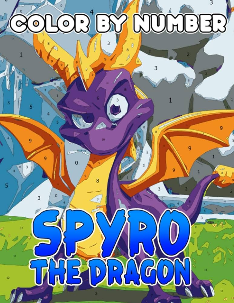 Spyro the dragon color by number spyro the dragon coloring book an adult coloring book for stress