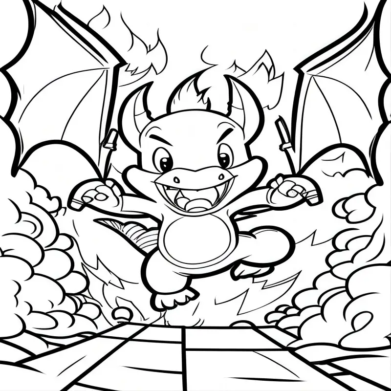 Flying dragon theme childrens coloring book christmas