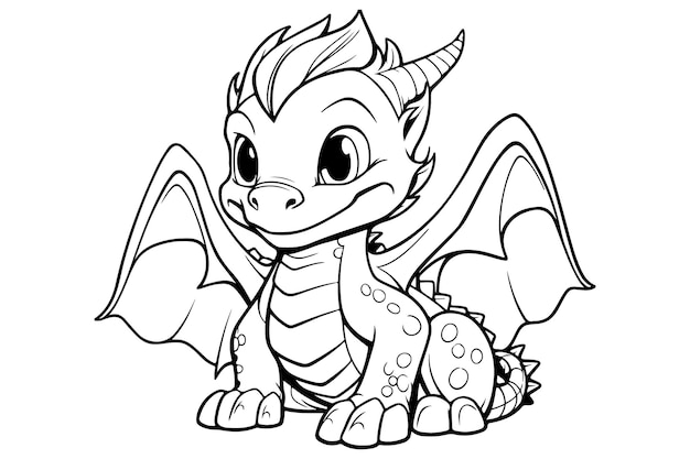 Premium vector dragon character for coloring page creative coloring experiences with dragon pages