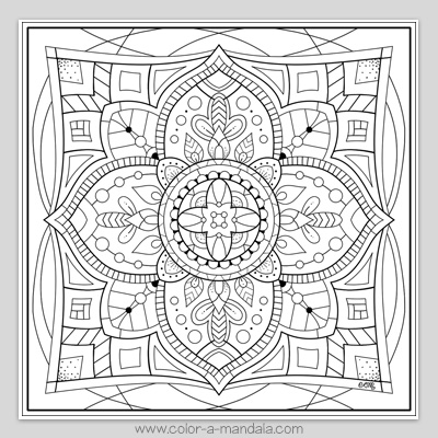 Square mandala coloring page m