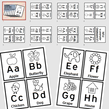 Beginning alphabet flashcards black white