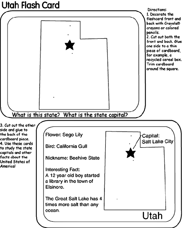 Us state flash cards