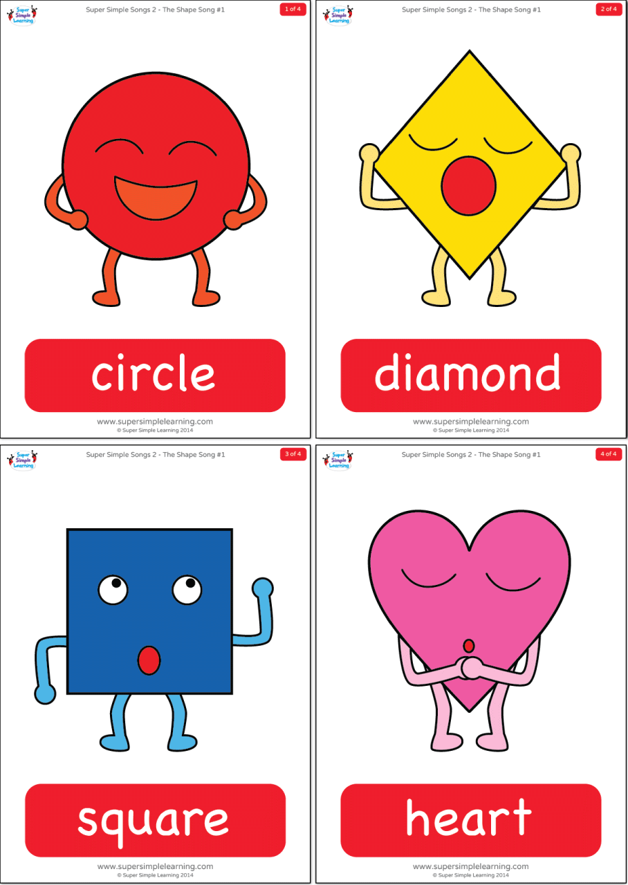 The shape song flashcards