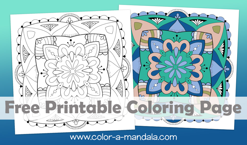 Square mandala coloring page m