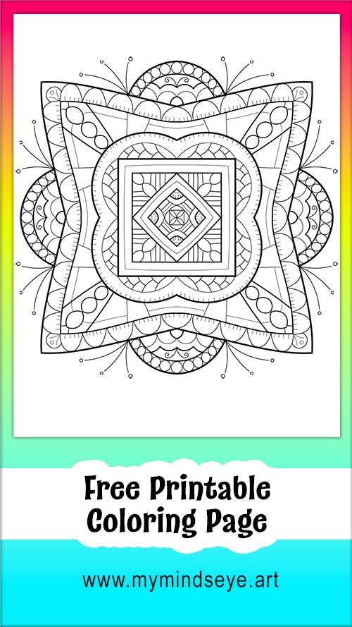 Square and curvy mandala coloring page c