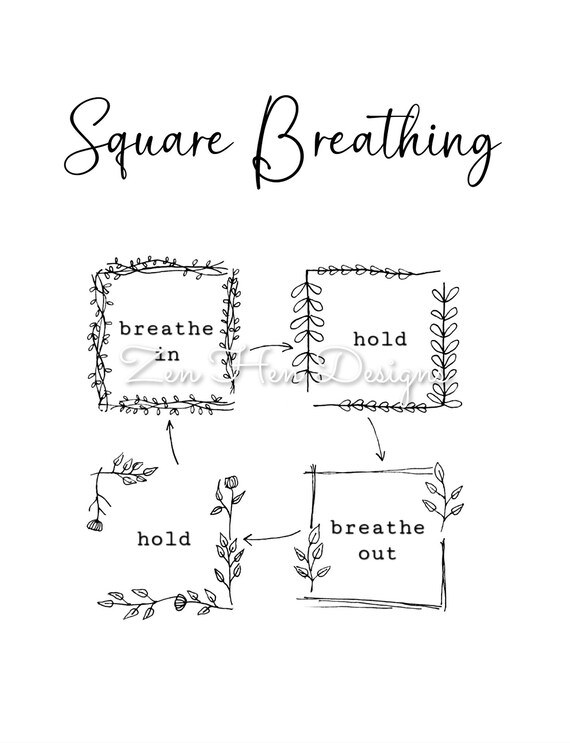 Digital printable square breathing mindfulness coloring page coloring poster color your own pdf sheet coloring pages for adults and kids instant download