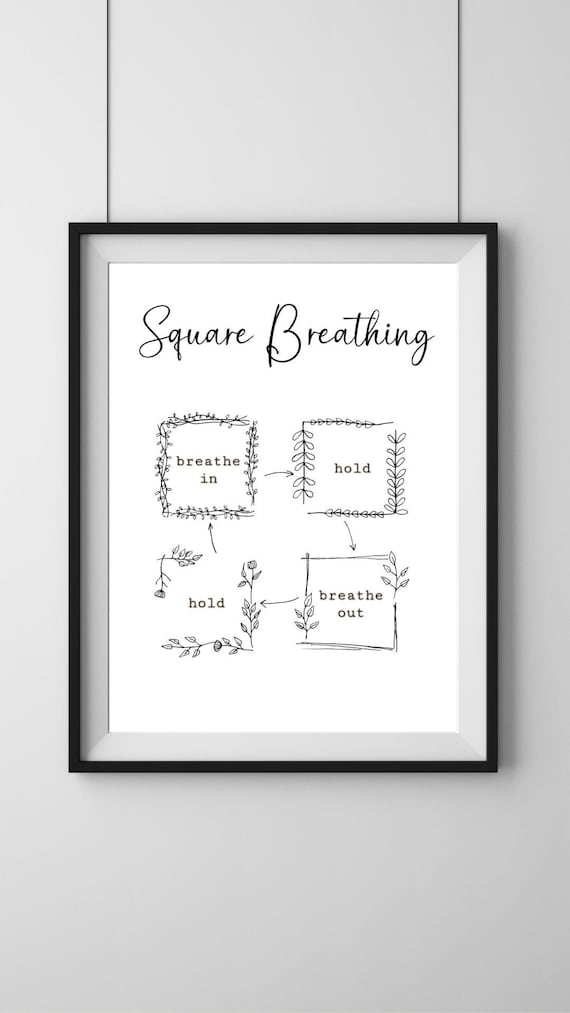Digital printable square breathing mindfulness coloring page coloring poster color your own pdf sheet coloring pages for adults and kids instant download