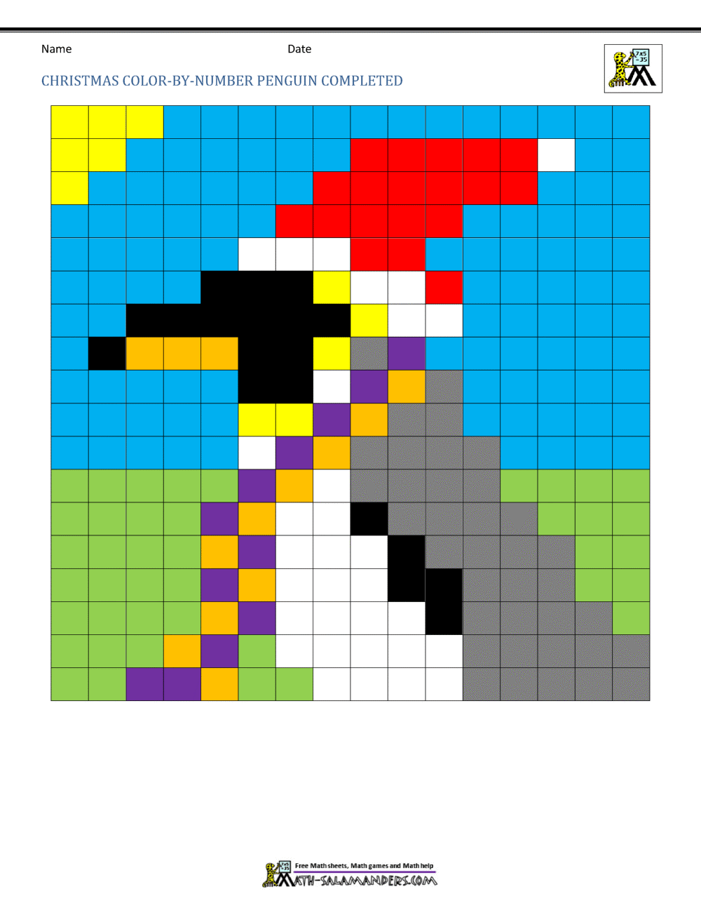 Christmas color by number sheets for kids