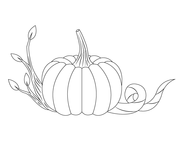 Printable pumpkin and vine coloring page