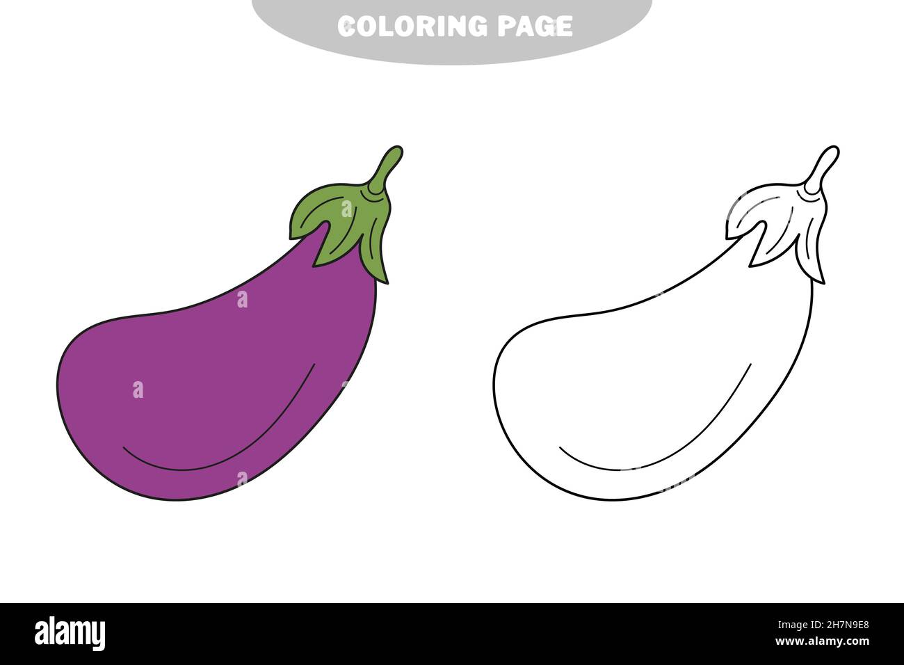 Simple coloring page eggplant the coloring book for kids black and white line art color and black and white version stock vector image art