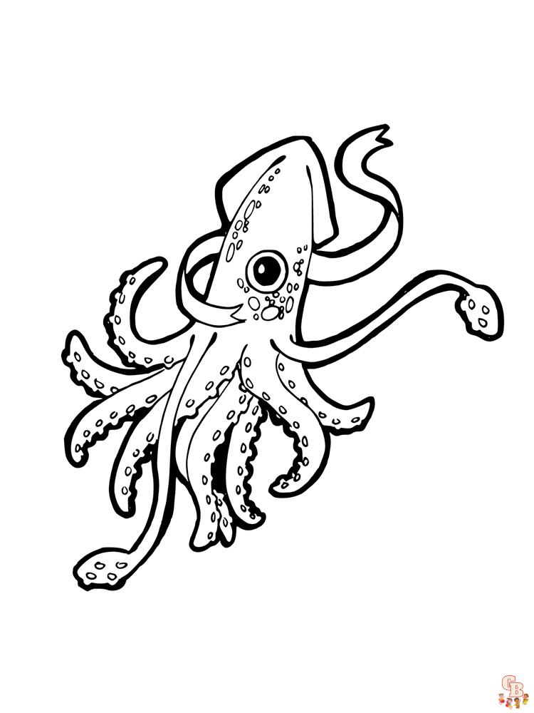 Color your way to fun with squid coloring pages