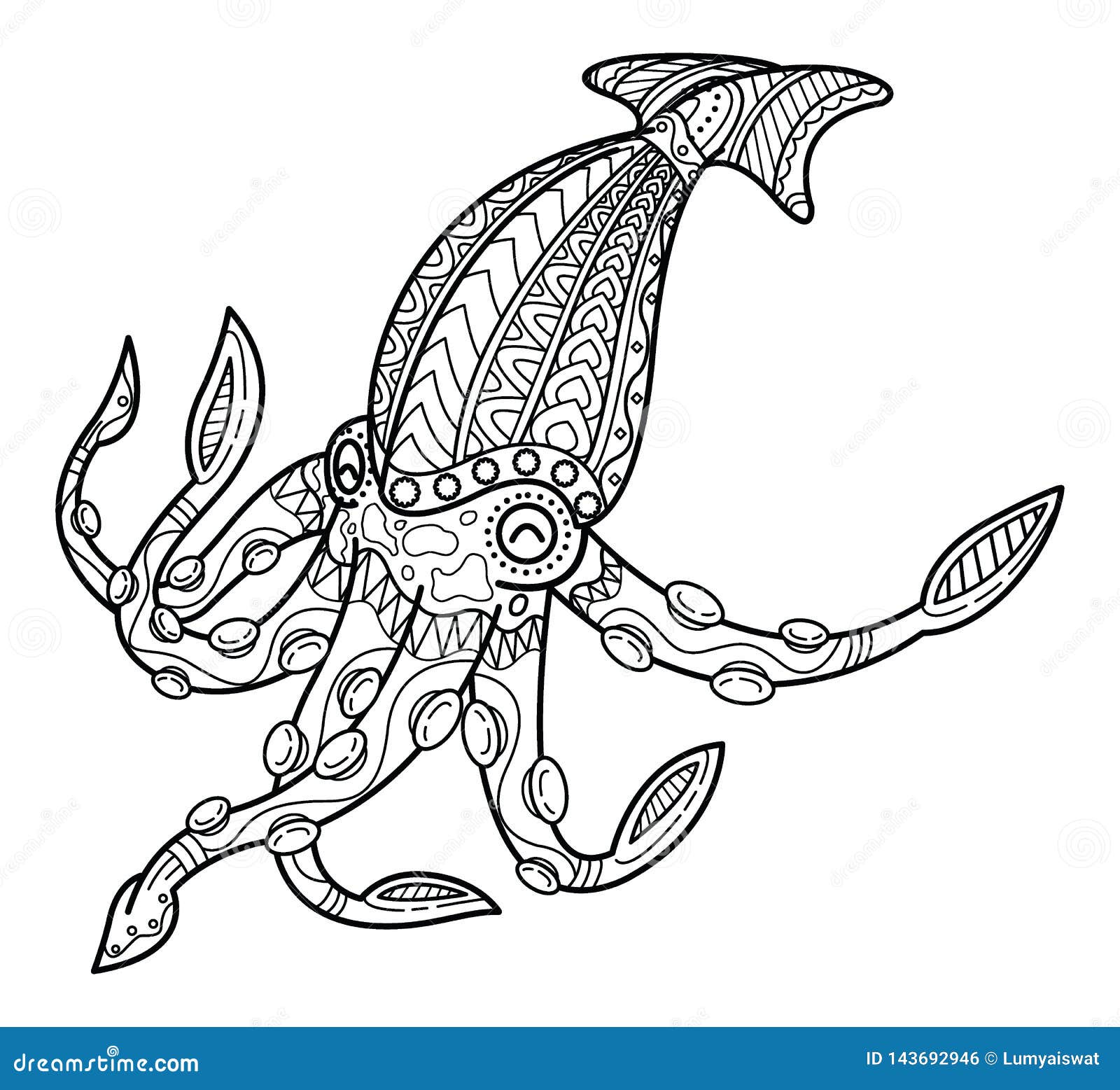 Squid coloring page stock illustrations â squid coloring page stock illustrations vectors clipart