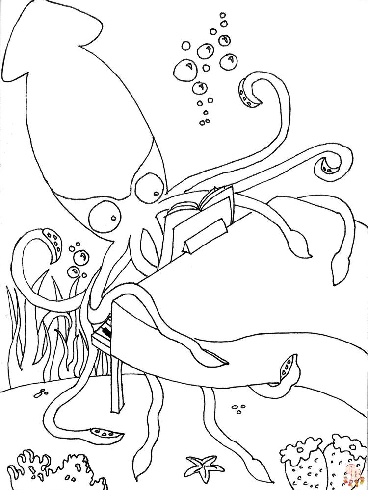 Color your way to fun with squid coloring pages