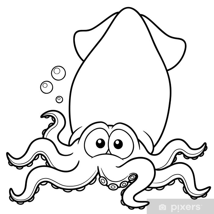 Poster illustration of squid cartoon