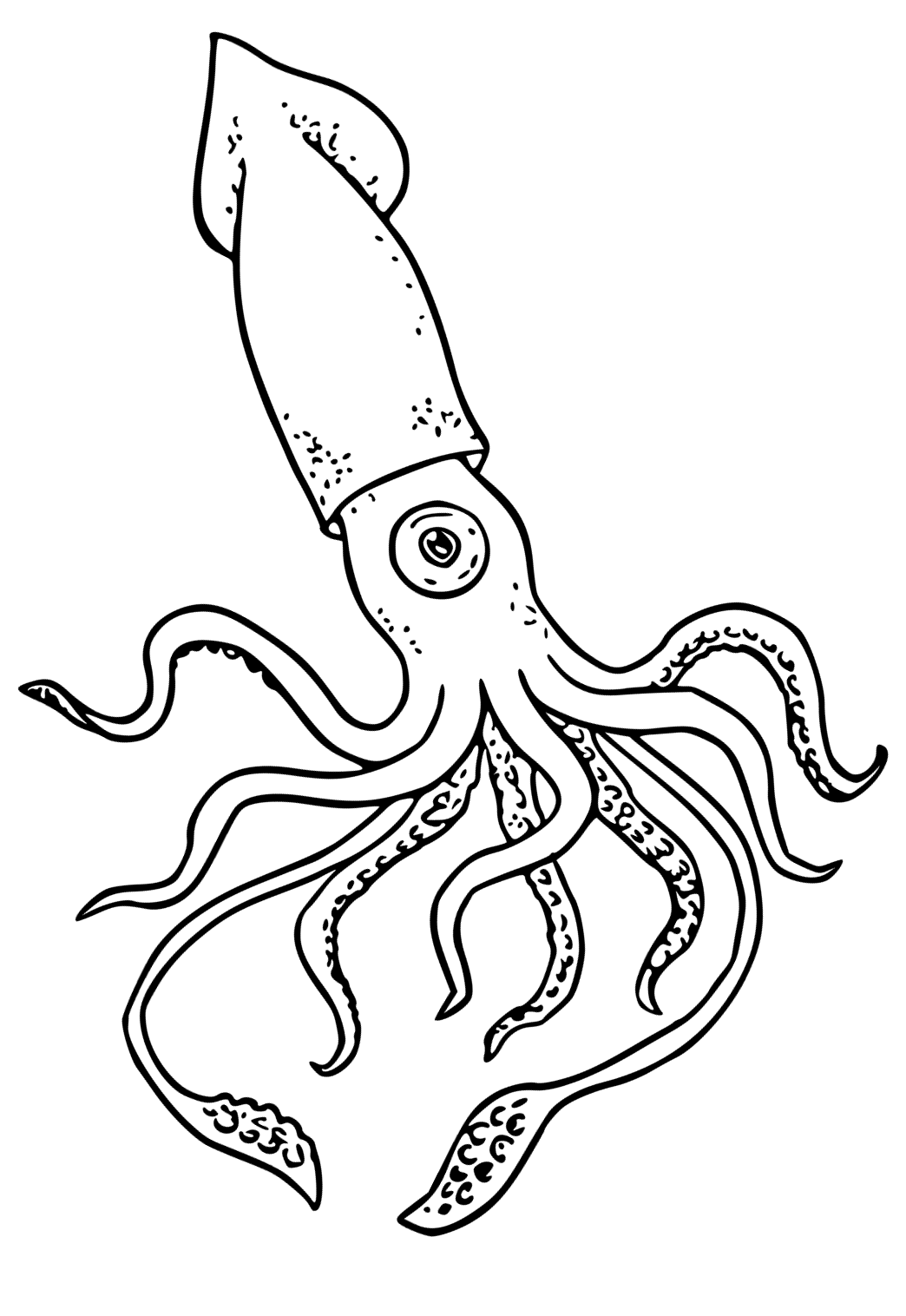 Free printable squid tentacles coloring page for adults and kids
