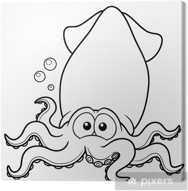 Canvas print illustration of squid cartoon