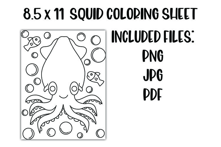 Squid kids coloring sheet