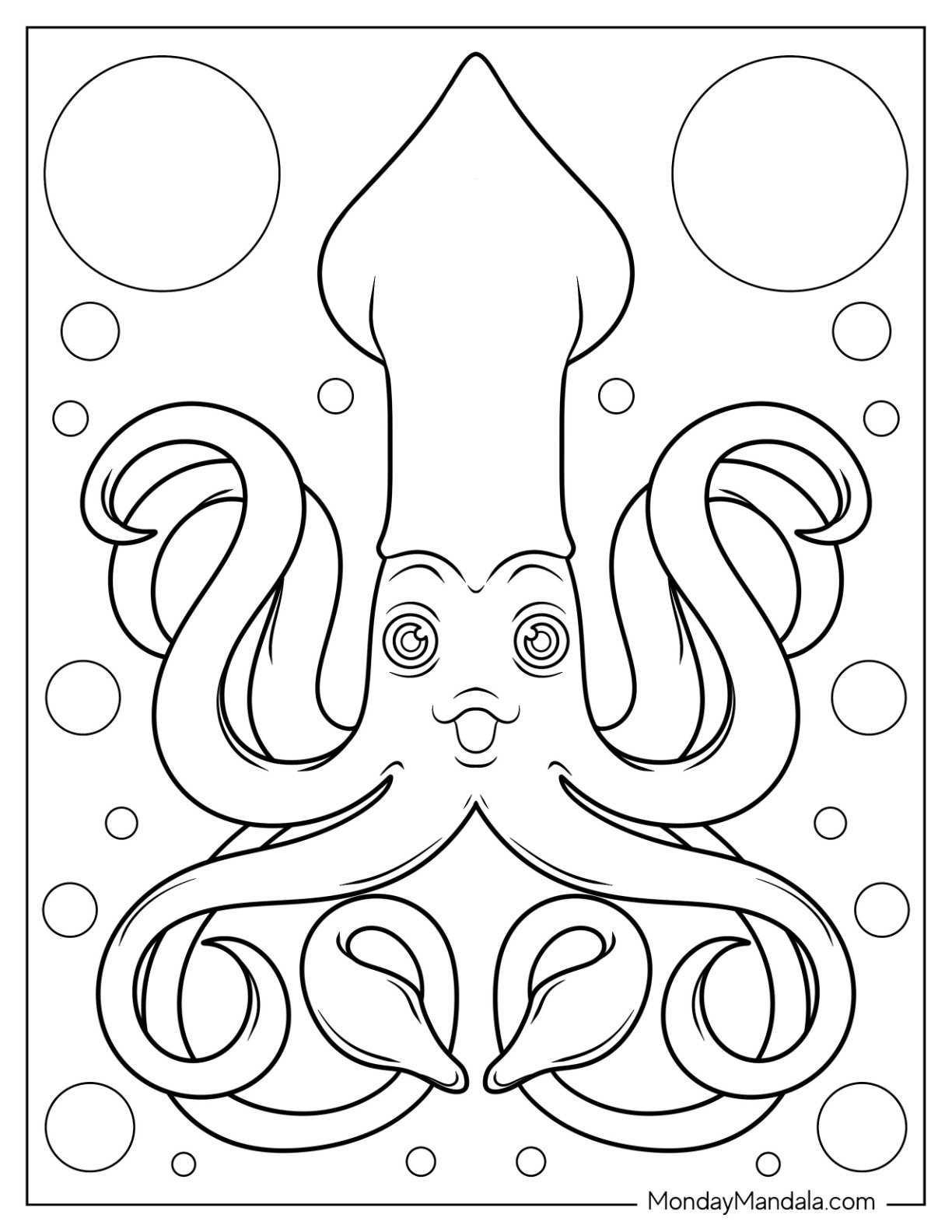 Octopus coloring pages free pdf printables