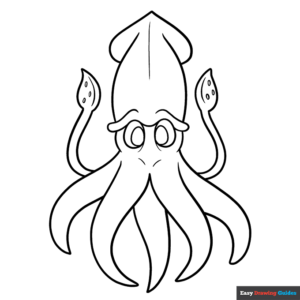 Easy cartoon squid coloring page easy drawing guides