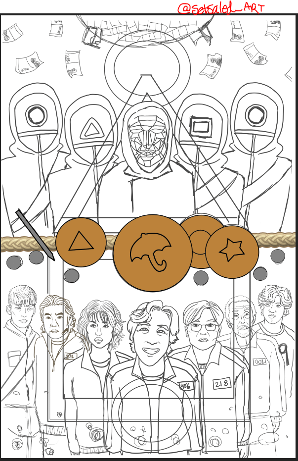 Drawing squid game fanart on stream rn