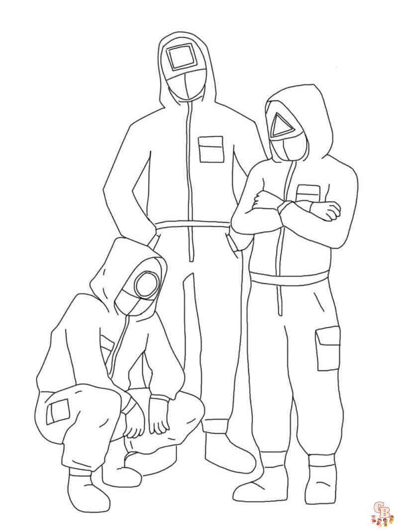 Printable squid game coloring pages free for kids and adults