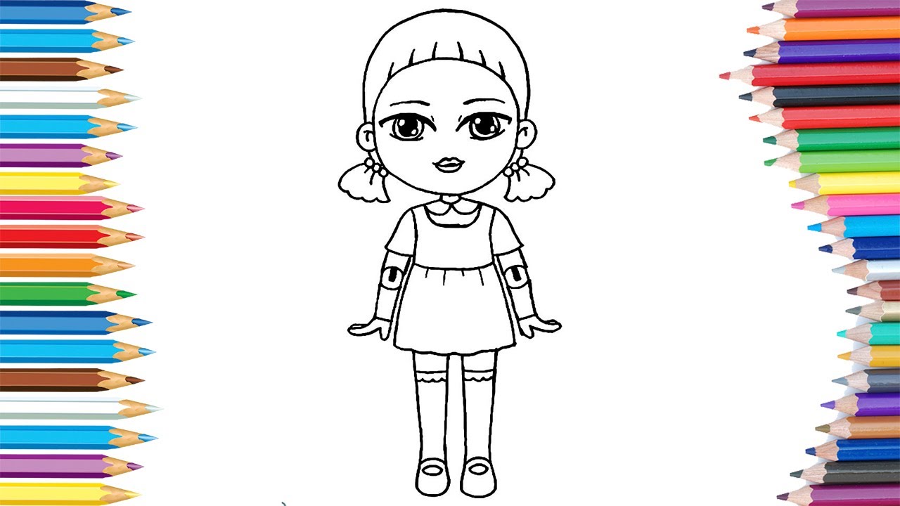 Squid game doll ðâï coloring page