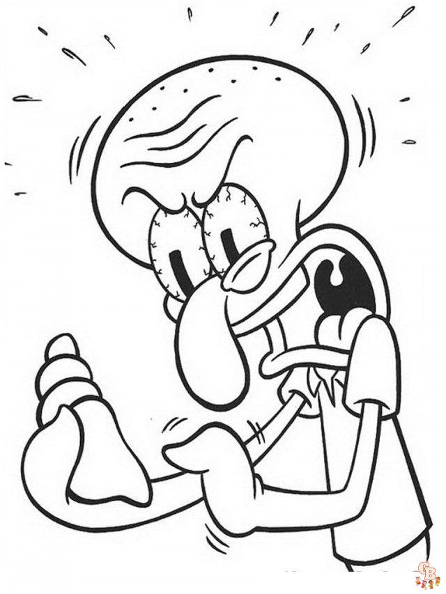 Free squidward coloring pages printable for kids and adults