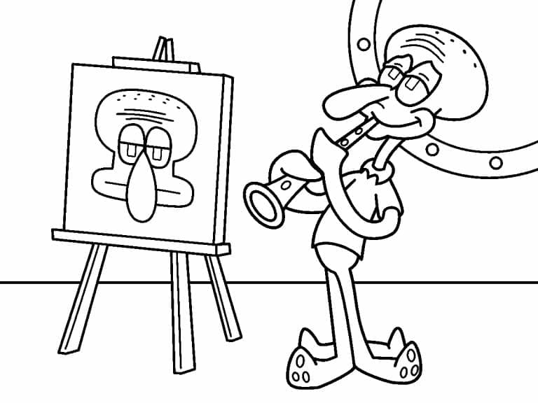 Squidward and his picture coloring page