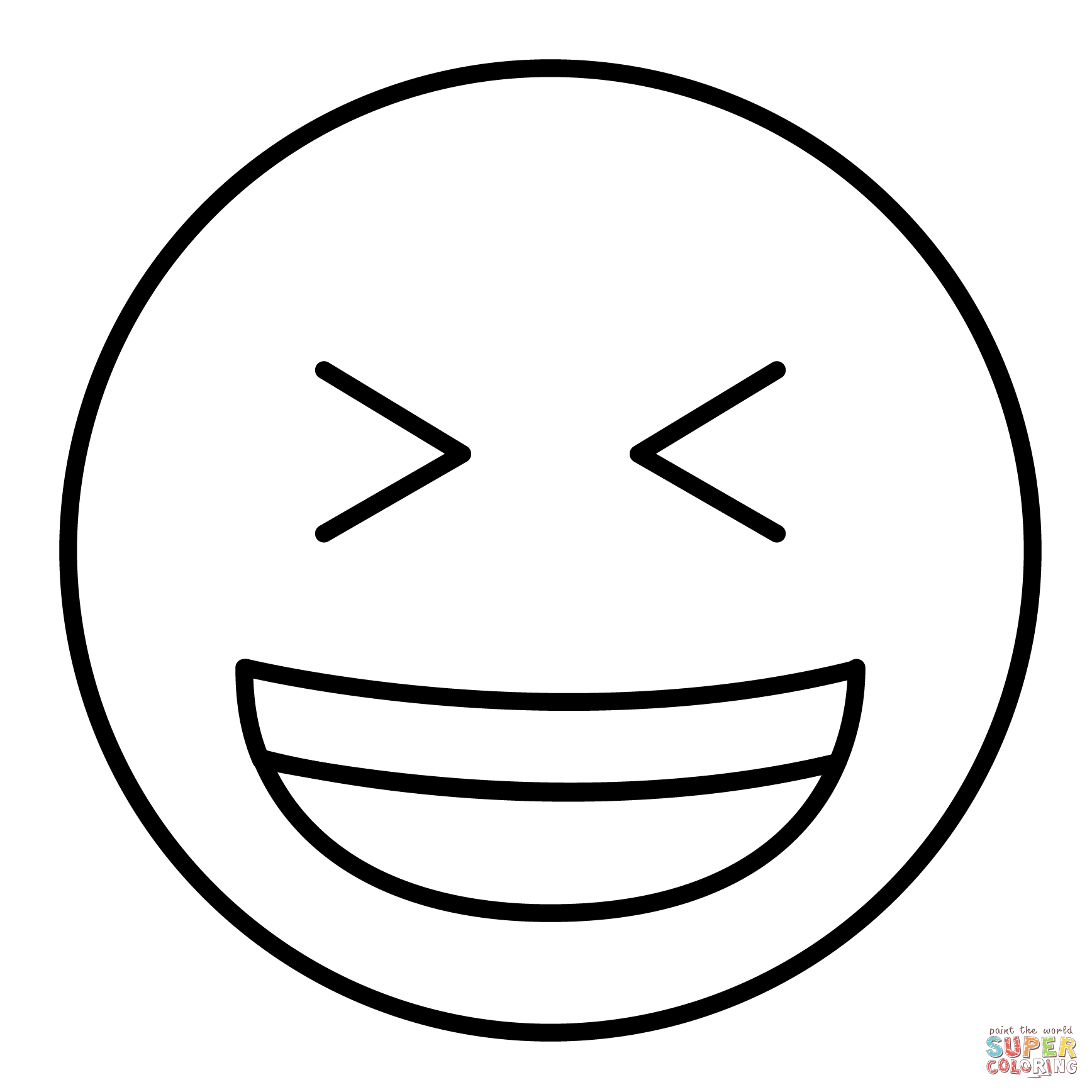 Grinning squinting face emoji coloring page free printable coloring pages