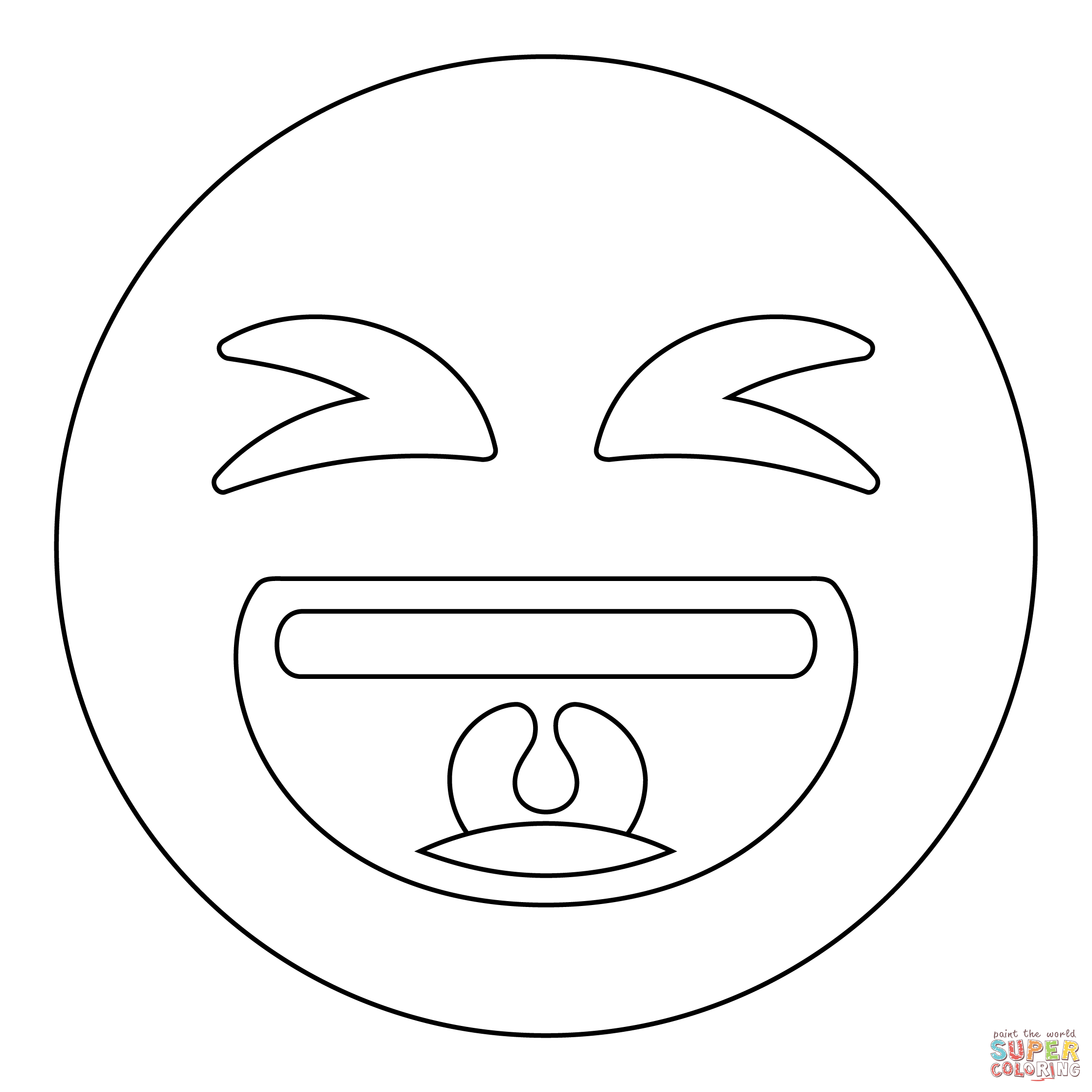 Grinning squinting face coloring page free printable coloring pages