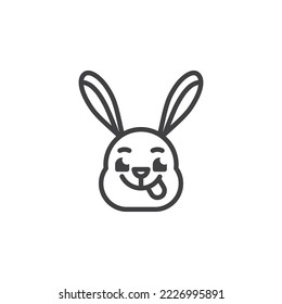 Starstruck rabbit emoticon line icon linear stock vector royalty free