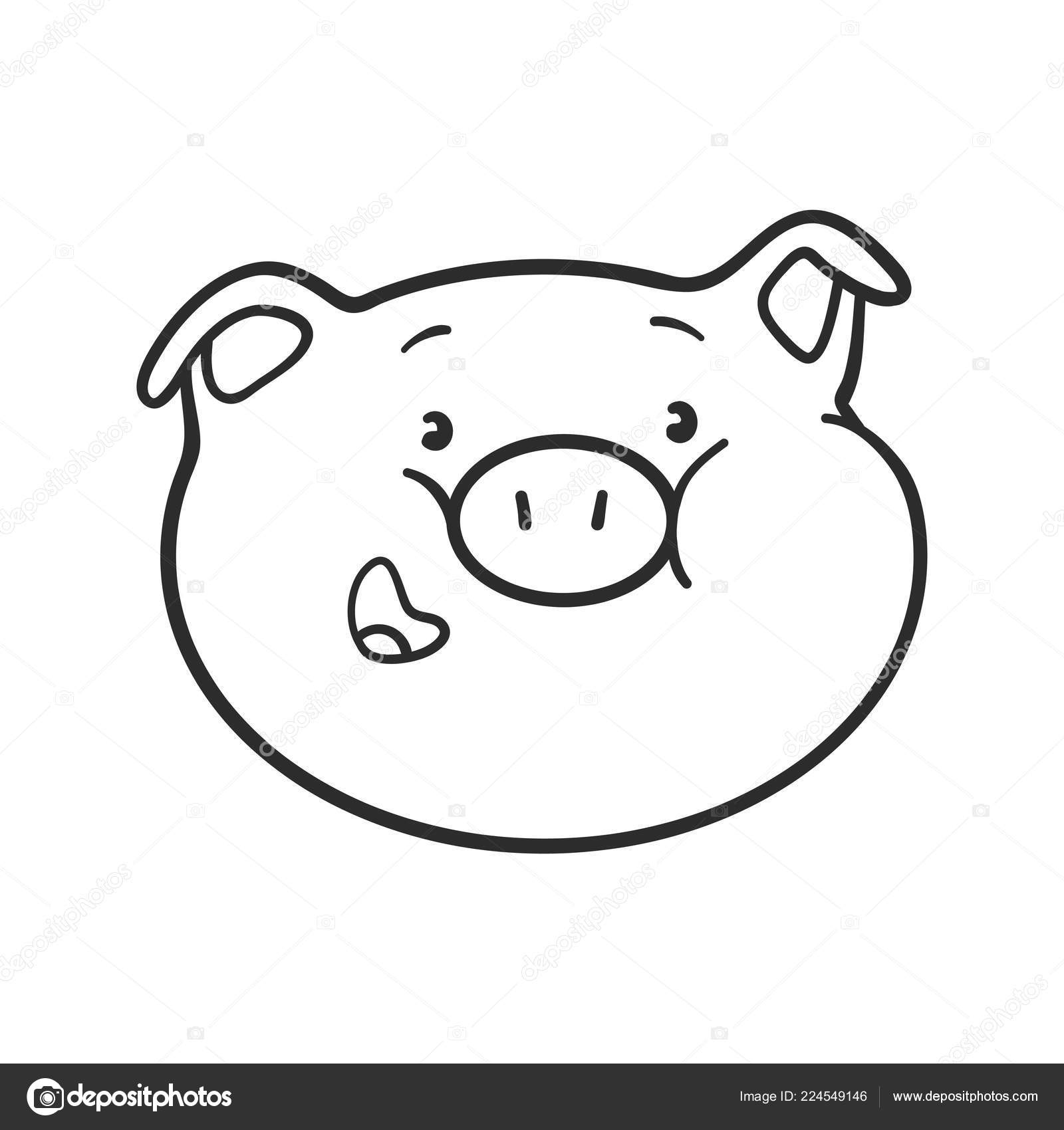 Smiling emoji pig for coloring book stock vector by michinoku