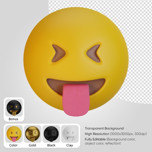Premium psd d squinting face with tongue emoji