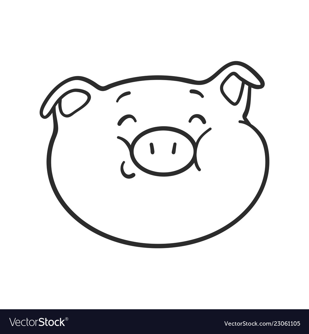 Smiling emoticon icon emoji pig for coloring book vector image