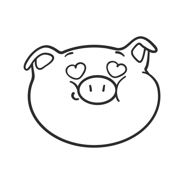 Smiling emoji pig for coloring book stock vector by michinoku