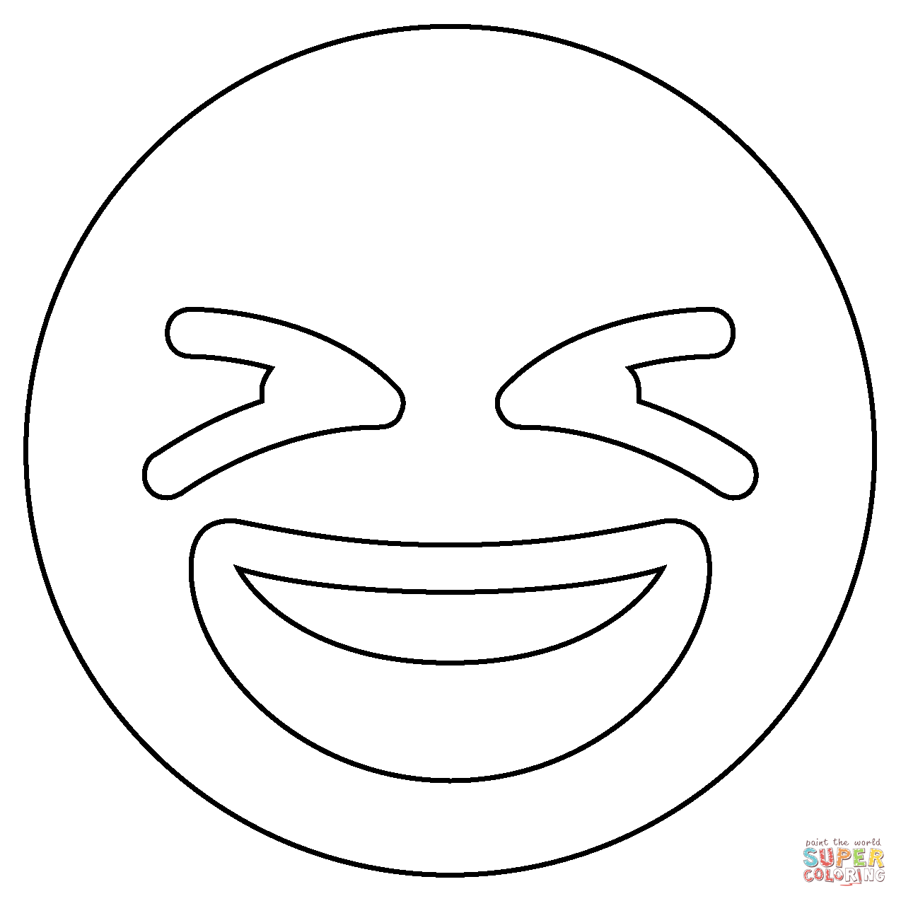 Grinning squinting face emoji coloring page free printable coloring pages