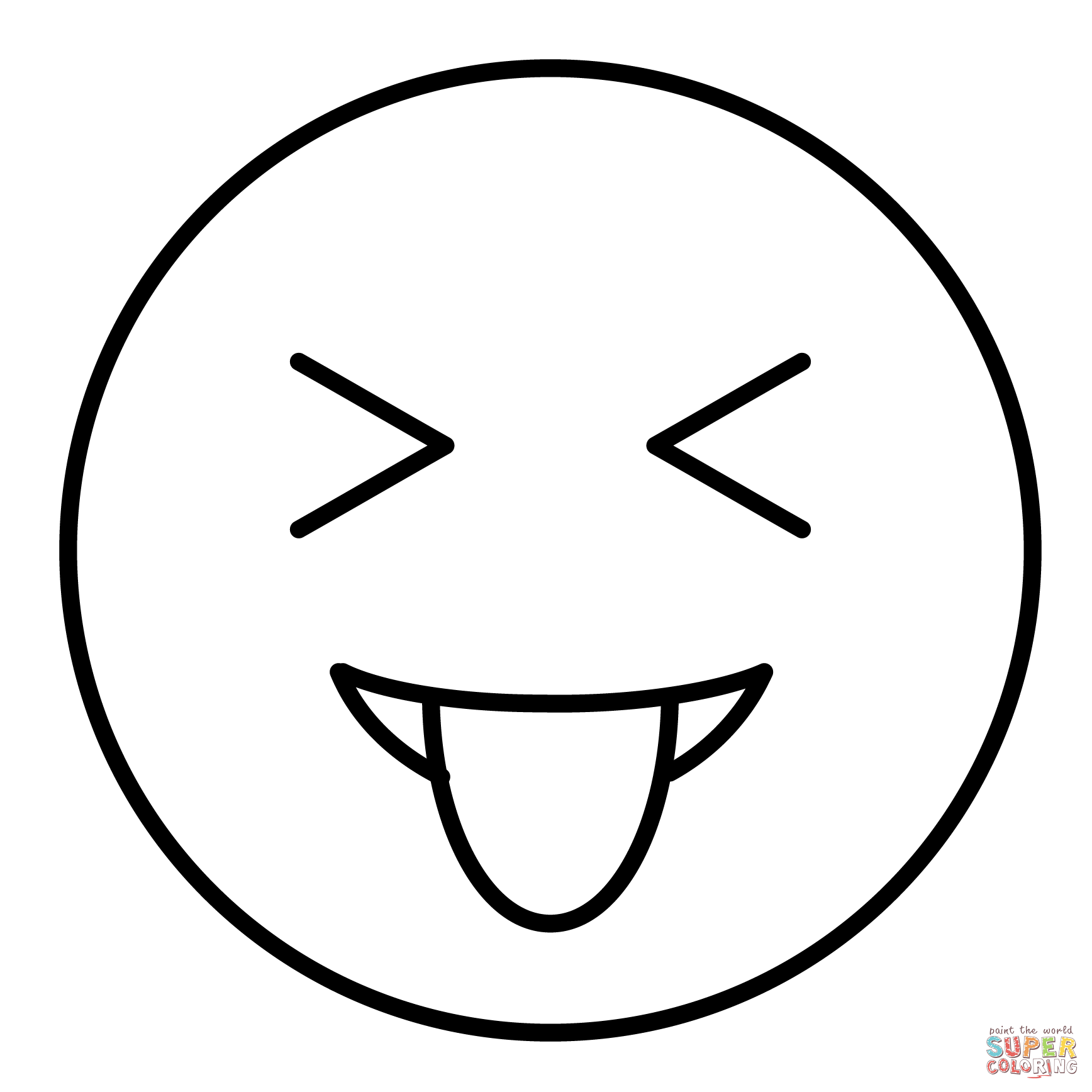 Squinting face with tongue emoji coloring page free printable coloring pages