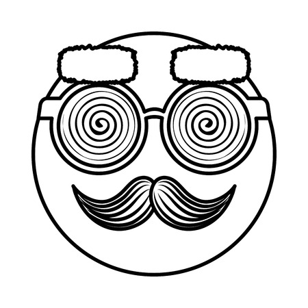 Happy fool face emoticon with glasses and mustache vector illustration royalty free svg cliparts vectors and stock illustration image