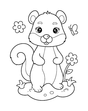 Premium vector squirrel coloring page illustration