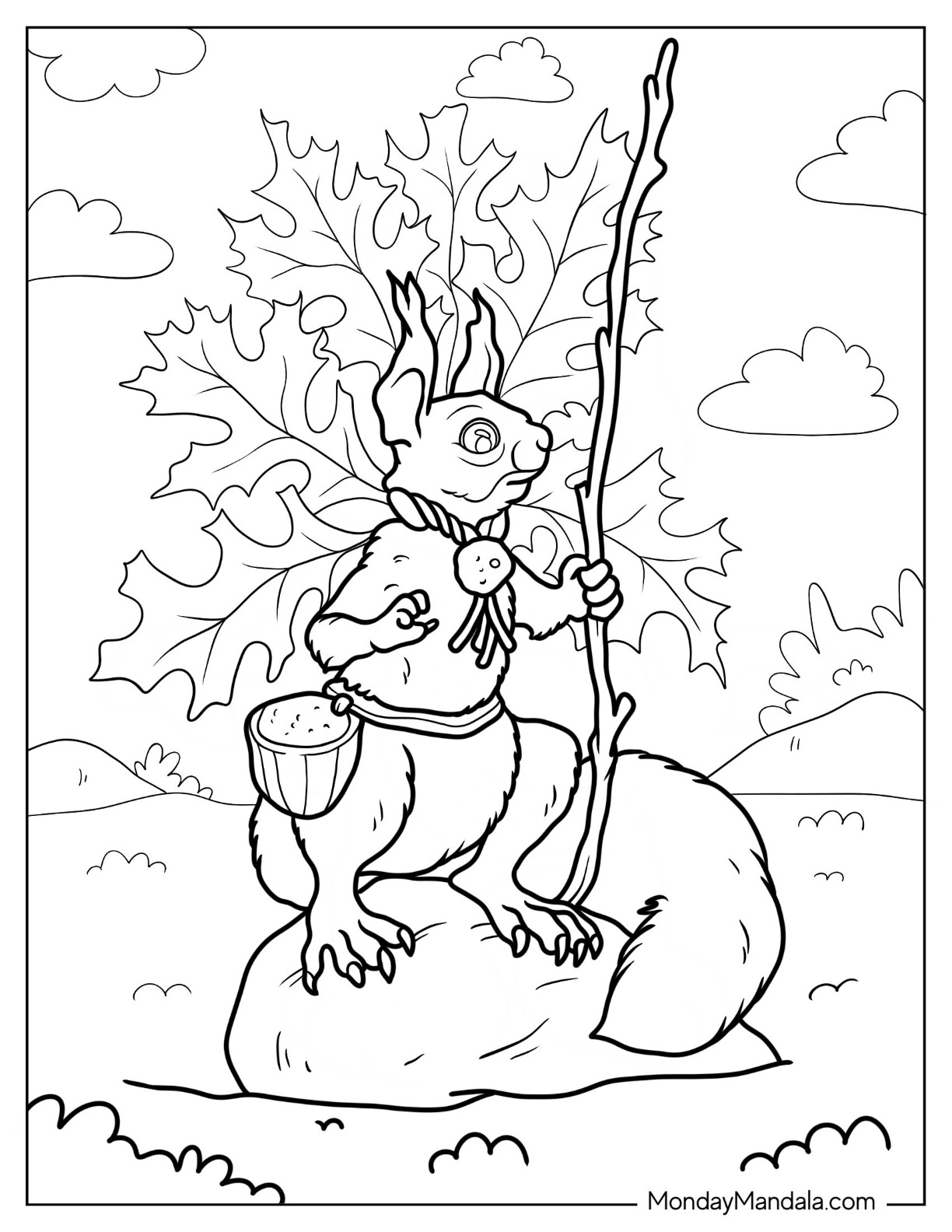 Squirrel coloring pages free pdf printables