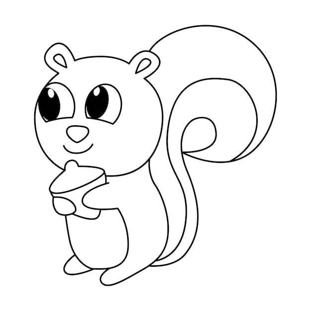 Premium vector cute squirrel cartoon coloring page illustration vector for kids coloring book