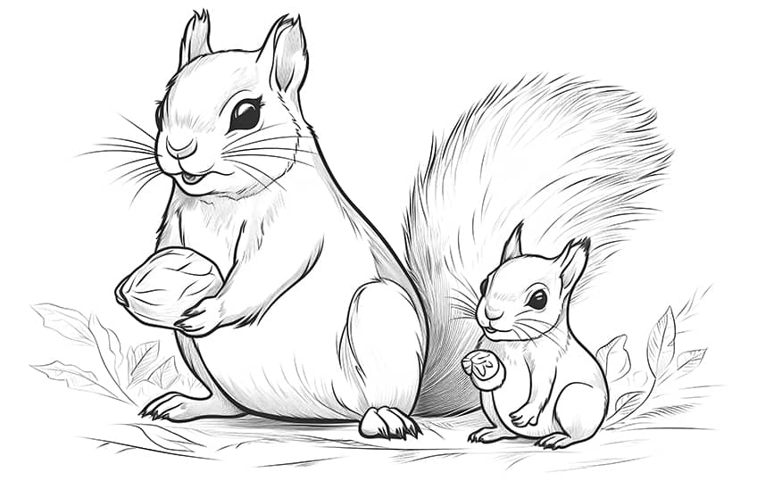 Squirrel coloring pages