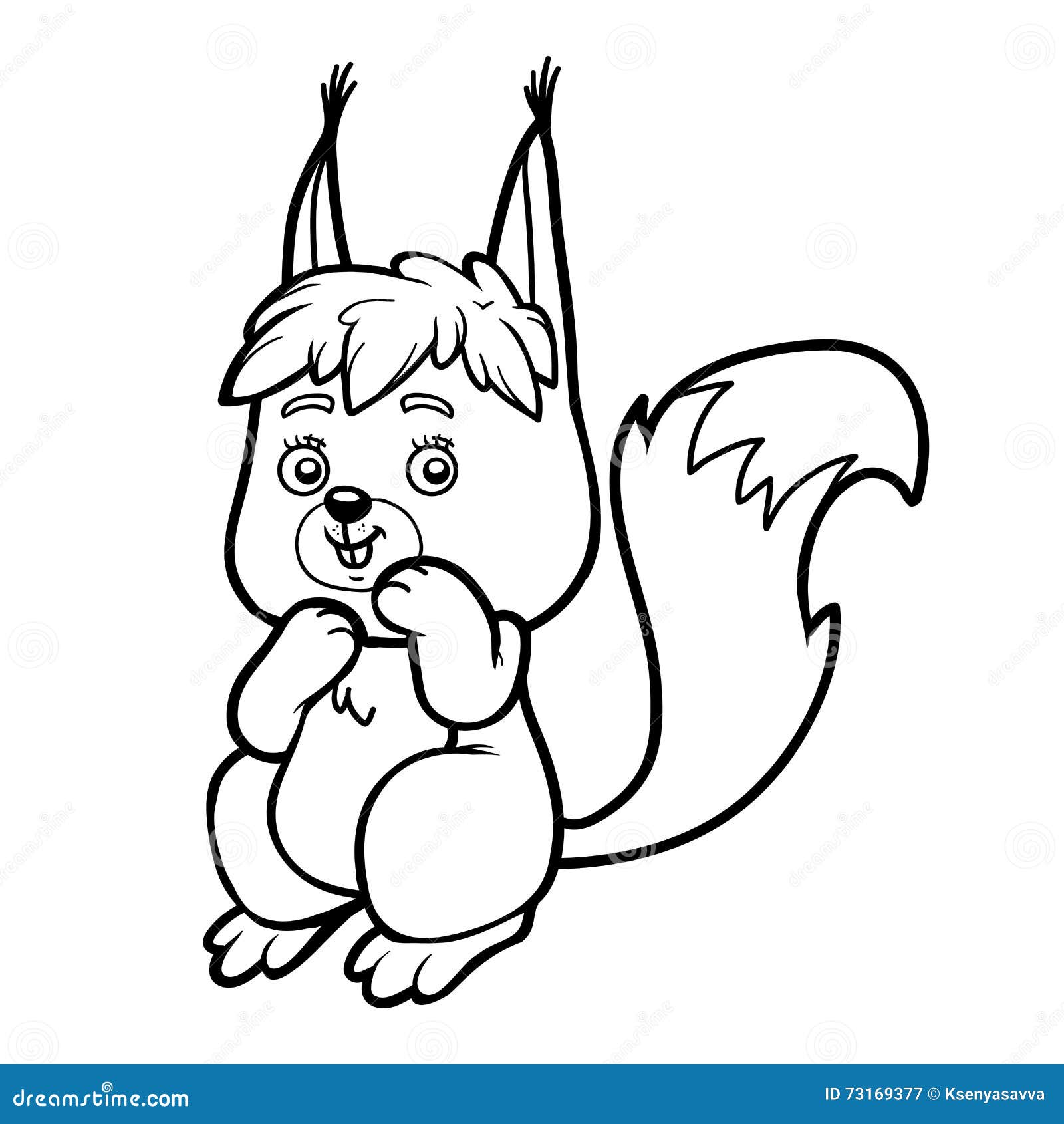 Coloring book for children little squirrel stock vector