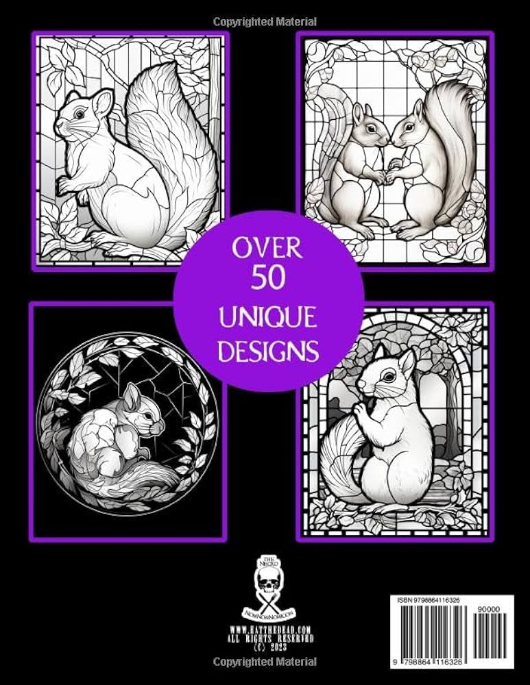 Stained glass squirrels coloring book for adults unique designs to color for fun and relaxation lombardi tye books