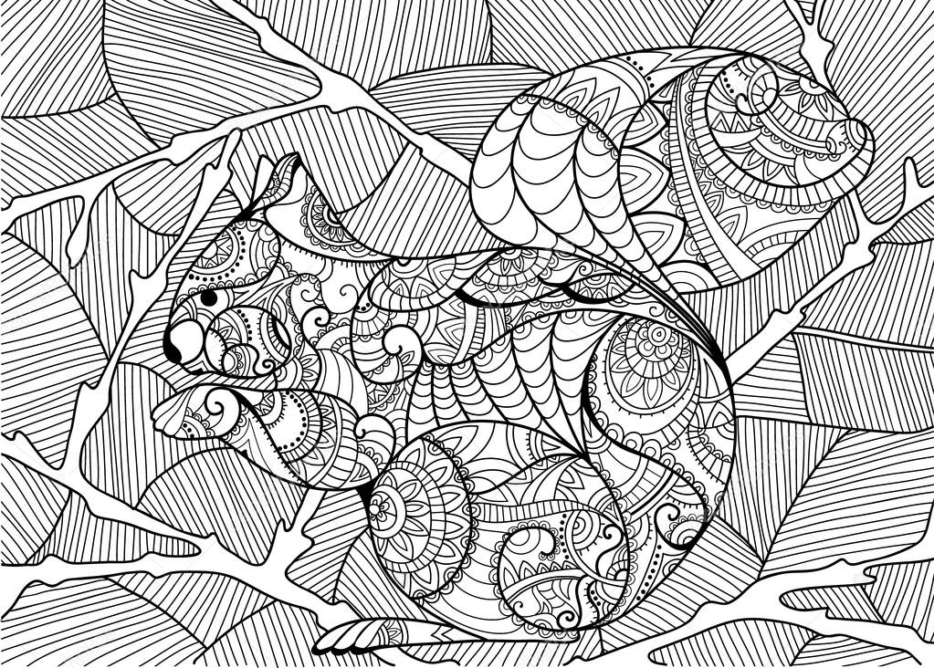 Coloring book with decorative squirrel stock vector by son