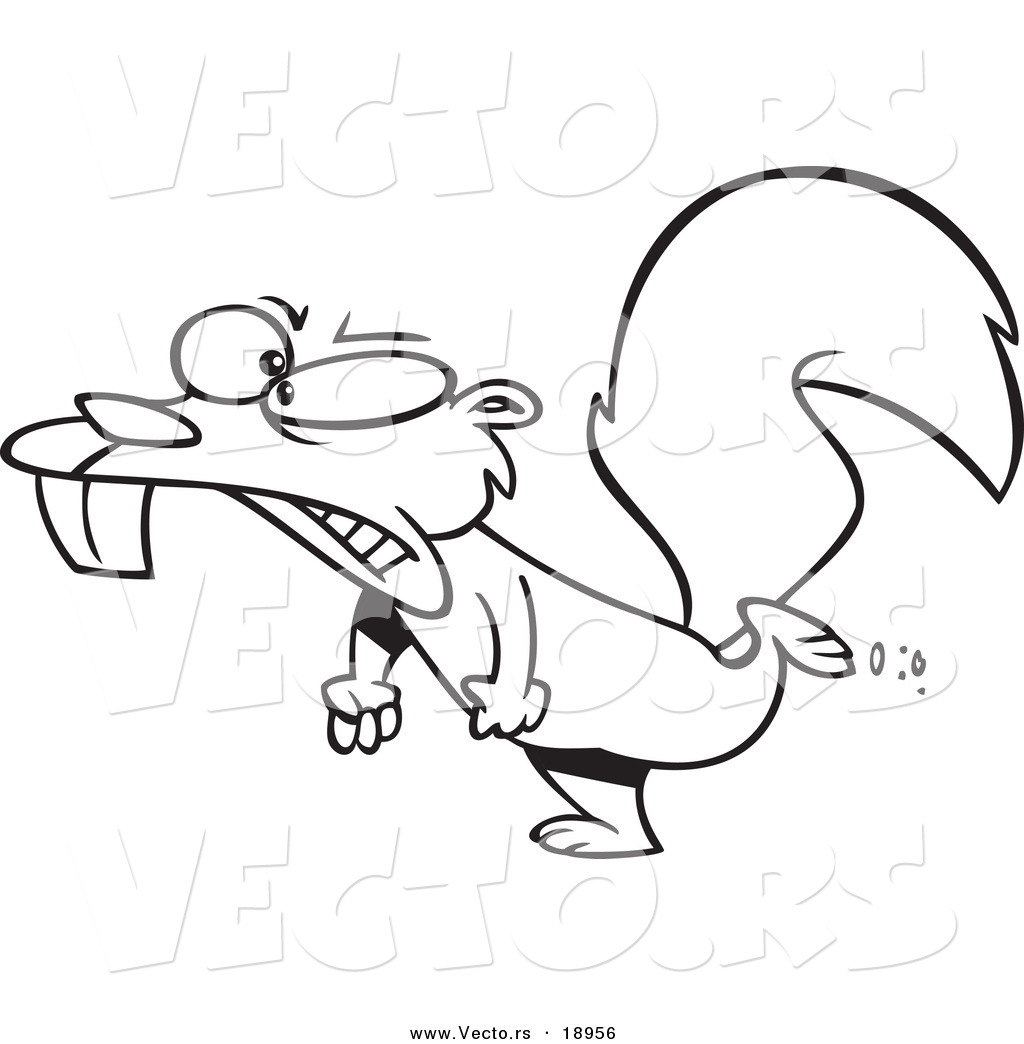 R of a cartoon mad squirrel stomping