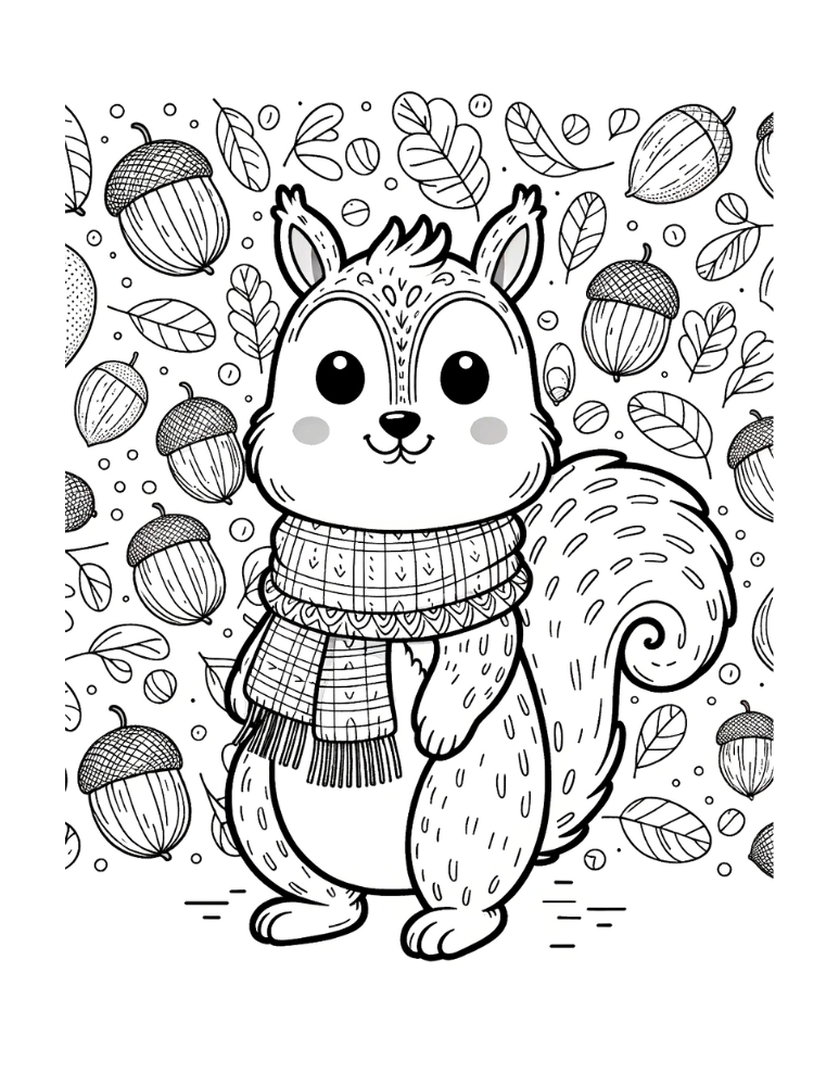 Free squirrel coloring pages for kids