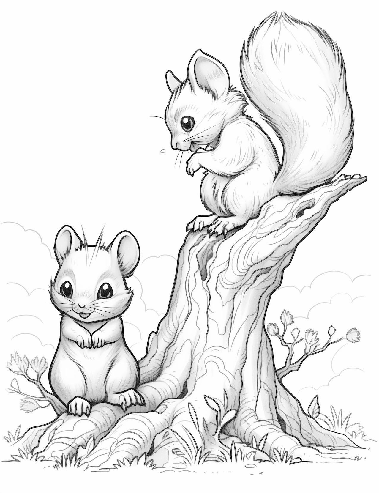 Adorable squirrel coloring pages for kids and adults