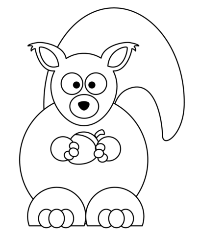 Cartoon squirrel with acorn coloring page free printable coloring pages